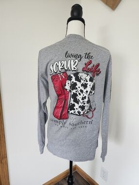Simply Southern Living the Scrub Life Gray Cow Print Graphic T Shirt